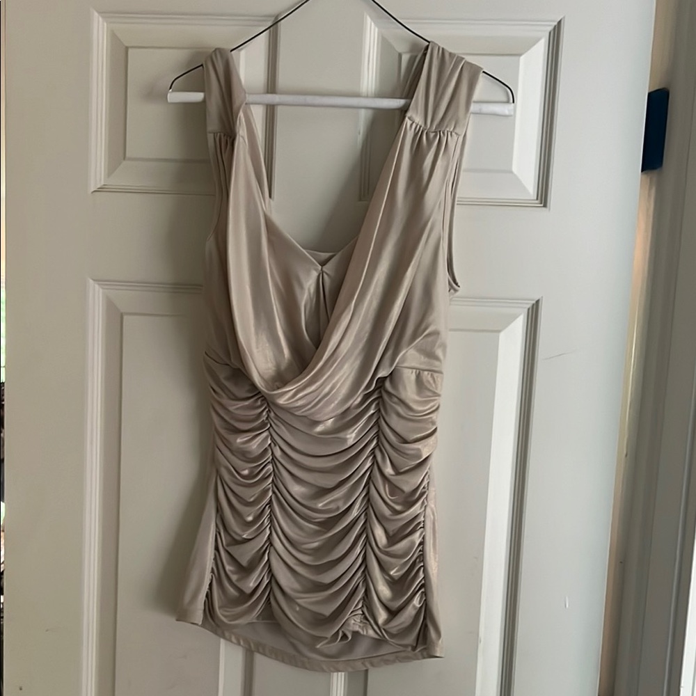 XOXO Cream Ruched Tank Top